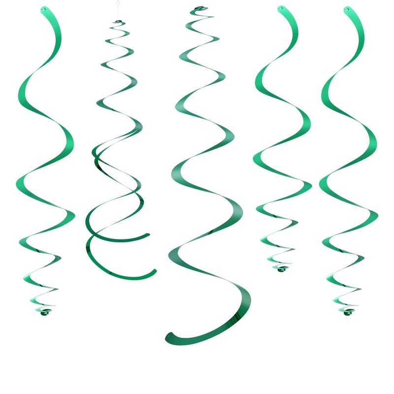 Green Party Hanging Swirl Decorations Plastic Streamers for Ceiling, Pack of 28